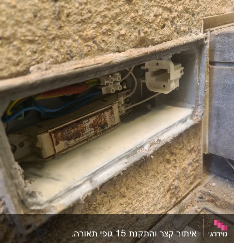 תיבת חיבורים חשמלית עם חוטים וצינורות